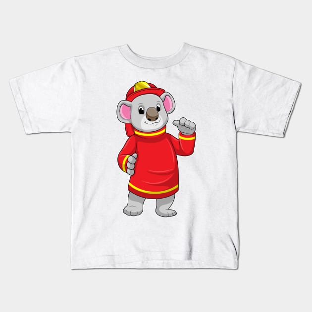 Koala as Firefighter with Helmet Kids T-Shirt by Markus Schnabel